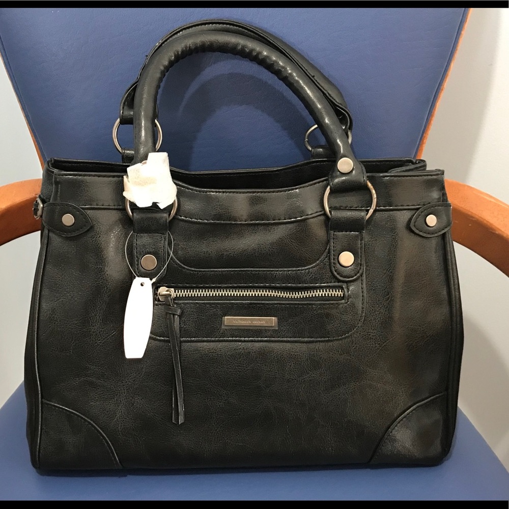 Victoria’s Secret large faux black leather bag